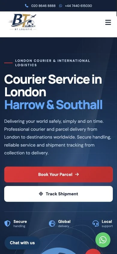 BT Logistic Courier — completed mobile website